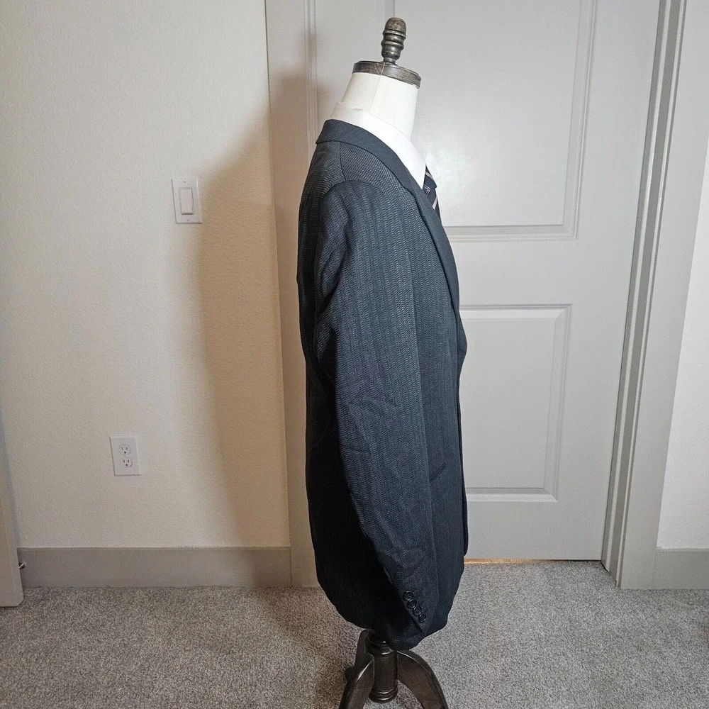 Boss Hugo Boss Suit Blazer Men 42L‎ Wool Textured Black Made In USA